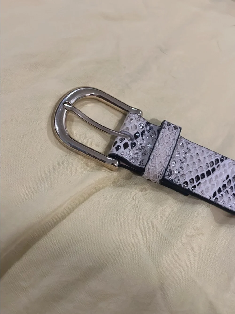H&M Snake-Print Belt with Silver Buckle